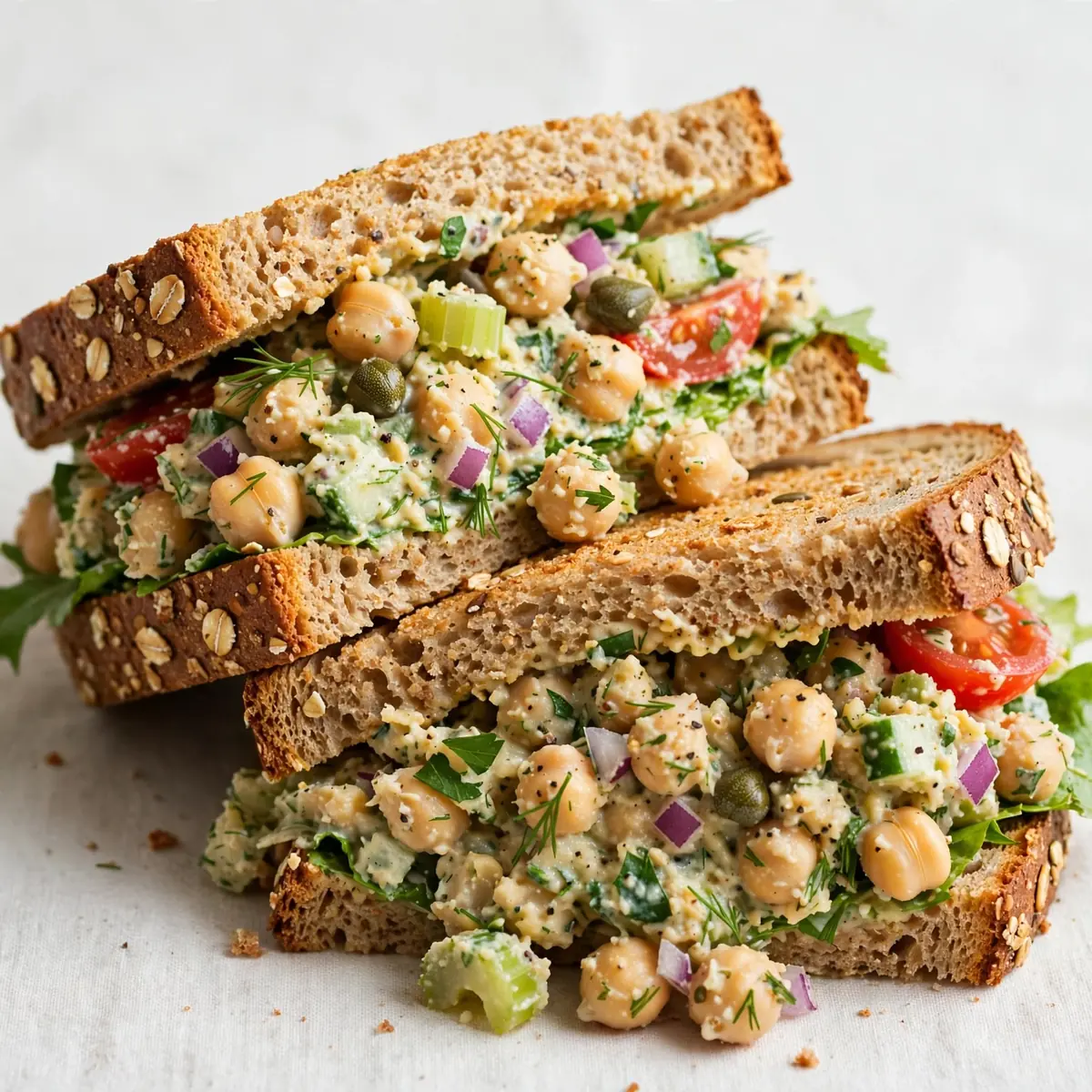 Veganer Protein-Kichererbsen-Salat-Sandwich