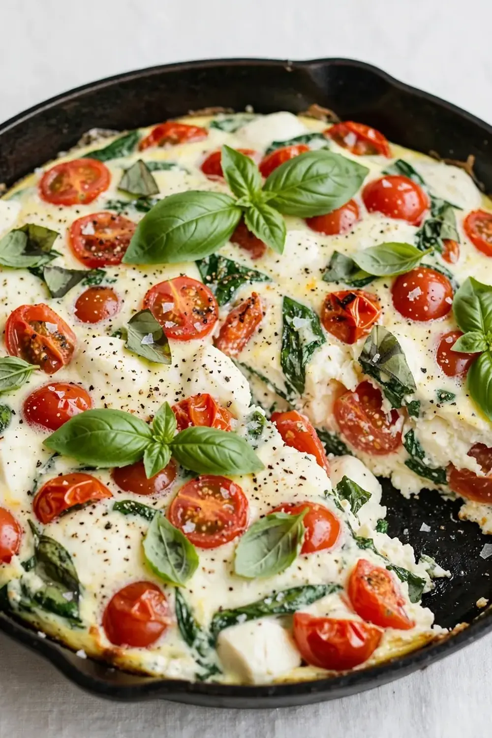 Vegetarian High-Protein Caprese Egg White Frittata
