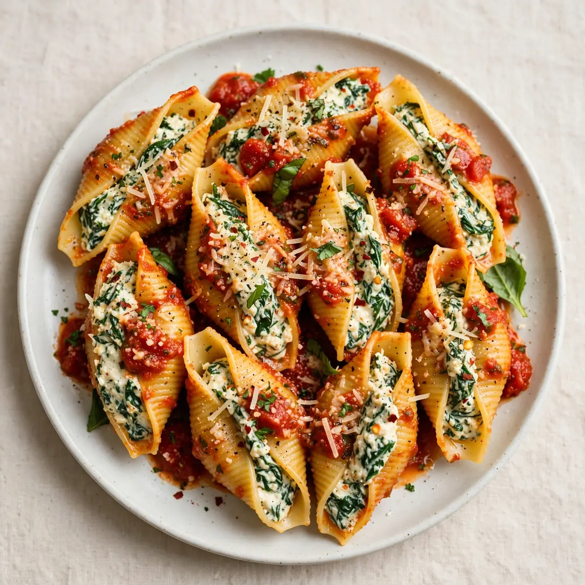 Vegetarische High-Protein Spinat-Ricotta-gefüllte Shells