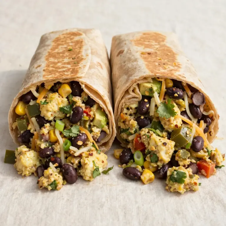 Vegetarischer High-Protein Burrito mit Ei und schwarzen Bohnen